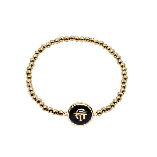 GT Gold Beaded Bracelet with Enameled Emblem: Beaded Courage